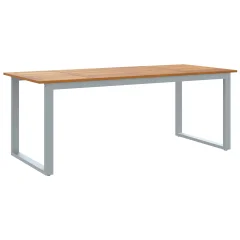 vidaXL Zunanji jedilni miza Siva 200x90x75 cm Jeklo in trda acacija