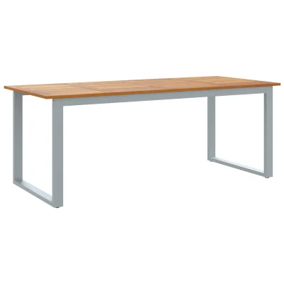 vidaXL Zunanji jedilni miza Siva 200x90x75 cm Jeklo in trda acacija