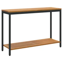 vidaXL zunanja miza Naravna in črna 35x110x75 cm Trden les in jeklo