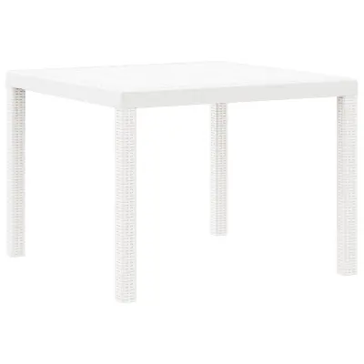 vidaXL Zunanja miza Bela 100x100x73 cm iz polirattana
