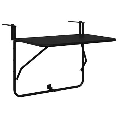 vidaXL Zložena Miza za Balkon Črna 60x40 cm Jeklo