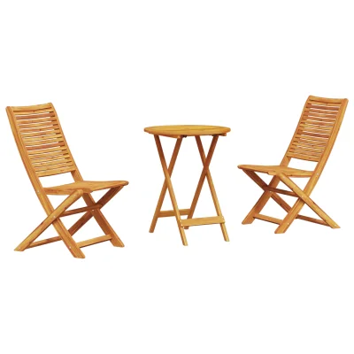 vidaXL 3-delni zložljivi bistro set iz masivnega akacijevega lesa