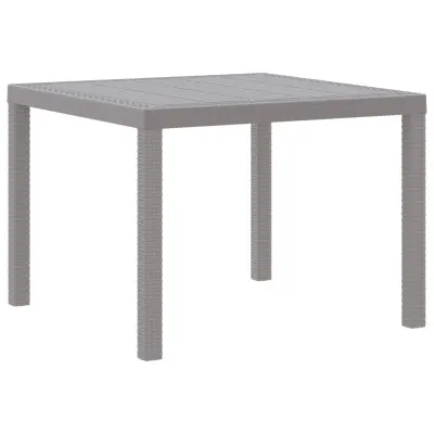 vidaXL Vrtna miza Svetlo siva 100x100x73 cm Poli Ratan