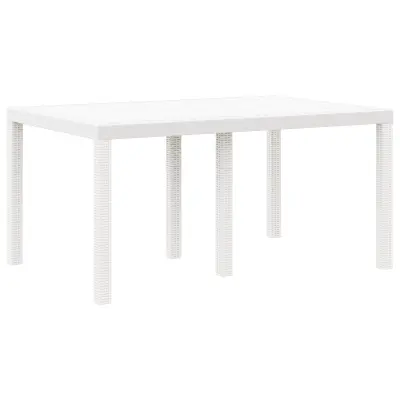 vidaXL Vrtna miza Bela 150x100x73 cm Poli Ratan