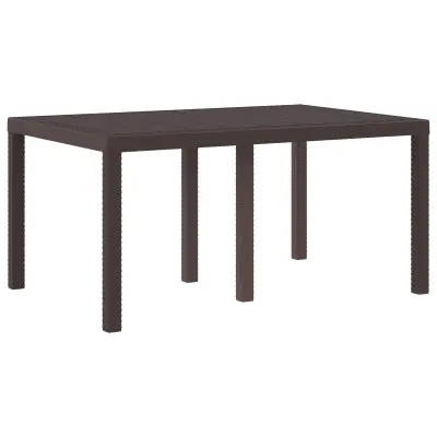 vidaXL Vrtna miza Rjava 150x100x73 cm Poli Ratan