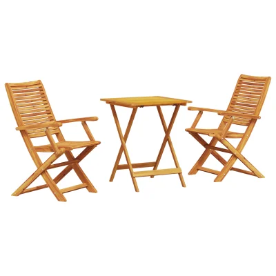 vidaXL 3-delni zložljivi bistro set iz trdega akacijevega lesa