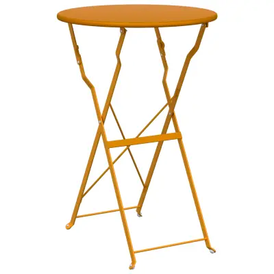 vidaXL Zložljiva bistro miza Gorčična Ø50x71 cm Prašno lakirano jeklo