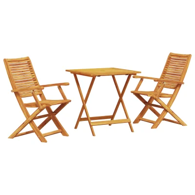 vidaXL 3-delni zložljiv bistro set iz trdnega akacijevega lesa