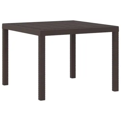 vidaXL Vrtna miza Rjava 100x100x73 cm iz Polirattana