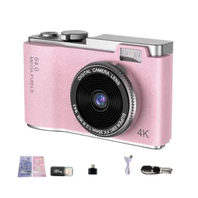 LK003 2,4-palčna 4K HD CCD kamera z dvojno lečo Retro otroška kamera (roza)