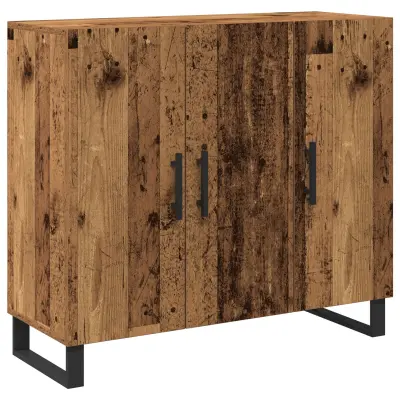 vidaXL Komoda s 3 Vrati Staro Leseno 90x34x80 cm Izdelano iz Lesnih Zlitin