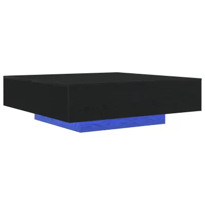 vidaXL Klubska miza z LED lučmi Črna Oreh 100x100x31 cm