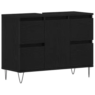 vidaXL Omara pod umivalnik Črna hrast 80x33x60 cm Inženirski les