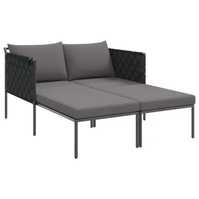 vidaXL Ležalnik s blazinami za 2 osebi antracitna 115x153x69,5 cm jeklo