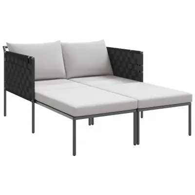 vidaXL Ležalnik z Blazinami za 2 Osebi Antracitna 115x153x69,5 cm Jeklo