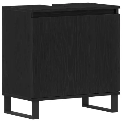 vidaXL Kabinet za umivalnik Črna Hrast 58x33x60 cm Inženirski les