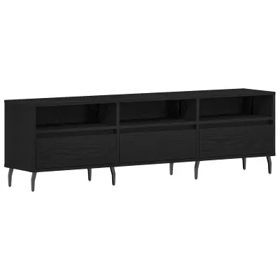 vidaXL RTV Omara Črna Oreh 150x30x44,5 cm Inženirski Les