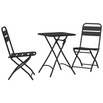 vidaXL 3-delni zložljivi bistro set, antracitno jeklo