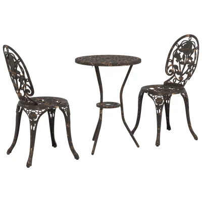 vidaXL 3-delni vrtnarski bistro set bronasta lita aluminij