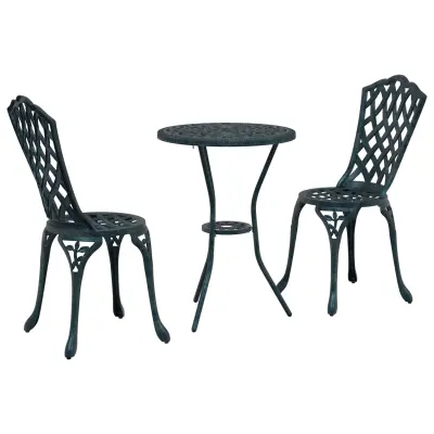 vidaXL 3-delni vrtni bistro set zelena lita aluminij