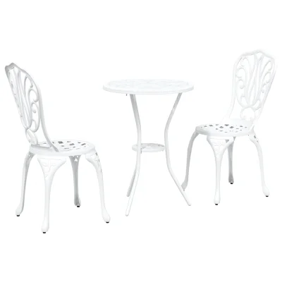 vidaXL 3-delni vrtni bistro set, bel, lahek aluminij