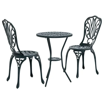 vidaXL 3-delni vrtni bistro set - zeleno lito železo