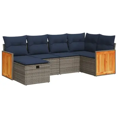 vidaXL Vrtna sedežna garnitura 6-delna z blazinami siv poli ratan