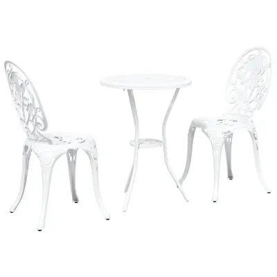vidaXL 3-delni vrtni bistro set bela lito aluminij