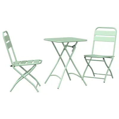 vidaXL 3-delni zložljiv bistro komplet svetlo mint jeklo