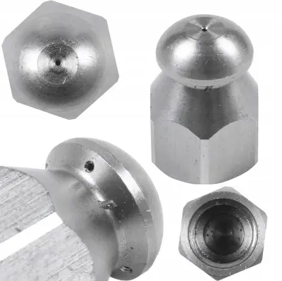 Rosfix Šoba N09 za Kanalizacijsko Čiščenje – 1/4'''' Notranji Navoj, 350 bar, 155°C, Inox | 3 Zadnje + 1 Sprednja