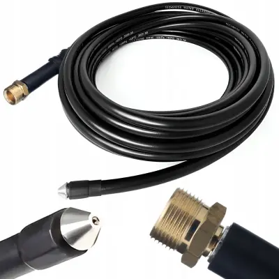 Rosfix Cev za Čiščenje Kanalizacije 20 m – M22 Zunanji Navoj, 1+3 Šobe, 160 bar | Za Kärcher, Kranzle