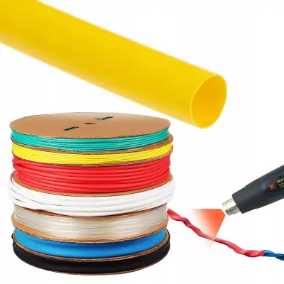 Rosfix Rurka Termokrčljiva Rumena – 12 mm, 2:1 Skrčljivost, 1 m, 1000 V, -30~125°C, Neprepustna | Samougasna