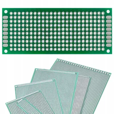 Rosfix Prototipna Dvostranska Tiskanina 30 x 70 mm – Zelena, THT Montaža | Raster 2,54 mm, 4 Luknje