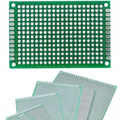 Rosfix Prototipna Dvostranska Tiskanina 40 x 60 mm – Zeleni THT Raster 2,54 mm | 4 Montažne Luknje