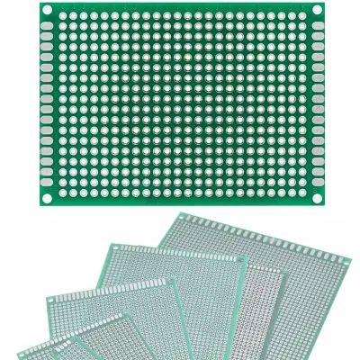 Rosfix Prototipna Dvostranska Tiskanina 50 x 70 mm – Zelena, THT Montaža, Raster 2,54 mm | 4 Montažne Luknje