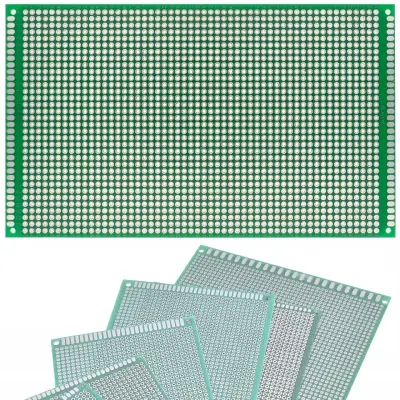 Rosfix Prototipna Dvostranska Tiskanina 90 x 150 mm – Zeleni Sloji, Raster 2,54 mm, 4 Montažne Luknje