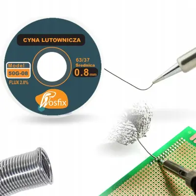 ROSFIX SPAJKALNI KOSITER SN63PB37 0,8MM 50G 2% FLUX V KOLOBARJU