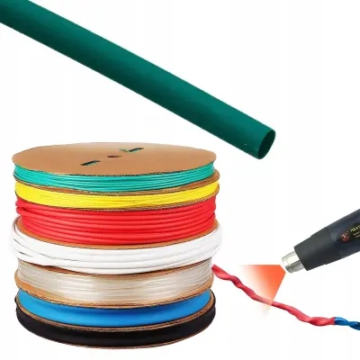 Rosfix Rurka Termokrčljiva 20 mm – Zelena, 2:1, 1 m, 1000 V, -30~125°C, Neoprijemljiva, UV-Odpornost
