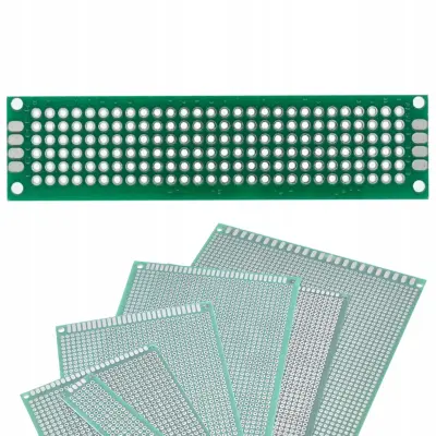 Rosfix Prototipna Dvostranska Tiskanina Plošča 20 x 80 mm – Zeleni Soldermask, Raster 2,54 mm | THT Montaža