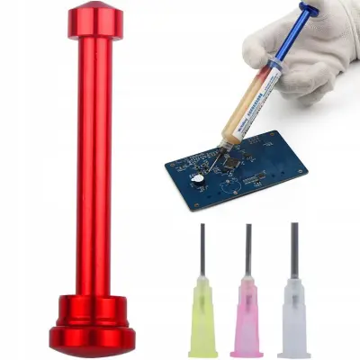 Rosfix Set Dozirna Glava za Topilo in Spajkalno Pasto – Aluminij, 3 Igle, Ø14 mm, 80 mm DOLŽINA