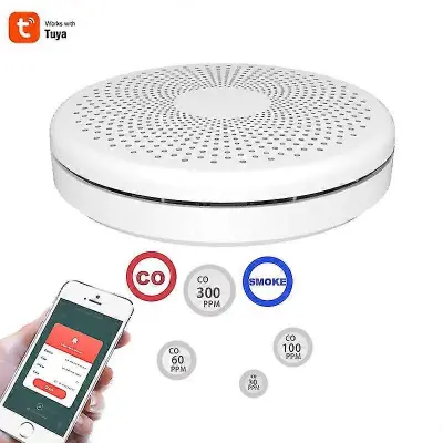 2 v 1 Wifi različica Tuya in Smart Life detektor dima senzor in ogljikov monoksid CO detektor plina požar in dim zvočni alarm