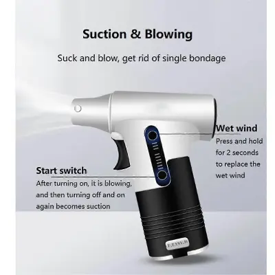 Mini avtomobilski sesalnik PC Puhalo zraka Večfunkcijska čistilna krtača Turbo Ventilator Polnilni žar za prah (siv)