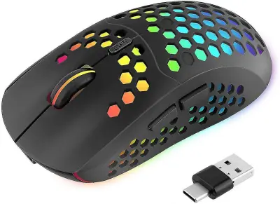 10 Ones Led Satovja brezina mika, polnilna 2 v 1 usb tip C sprejemnik raunalnika mika zdruljiva s prenosnikom / Ipad Pro / Macbook / Pc / Lapt