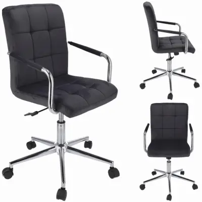 Žametni vrtljivi stol QUATRO - črn