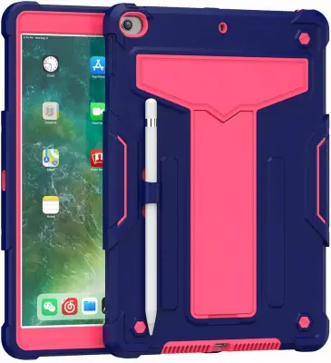 Ohišje za iPad 9/8/7 10,2" s stojalom in držalom za pisalo Roza