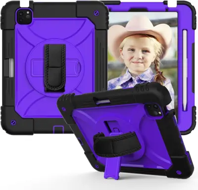 Ohišje za iPad Air 5/Air 4/Pro 11" Stojalo in trak za ramo vijolično