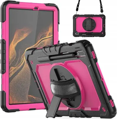 Oklepno ohišje z vrtljivim stojalom za Samsung Galaxy Tab S7/8 Pink