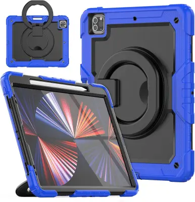 Ohišje za iPad Pro 5 12,9" s stojalom in naramnico Modro