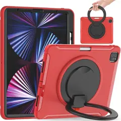 Ohišje za iPad Pro 12,9" Vrtljivo stojalo in držalo za pisalo Rdeča