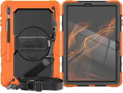 Ohišje za Samsung Galaxy TAB S8 11" z naramnico Orange